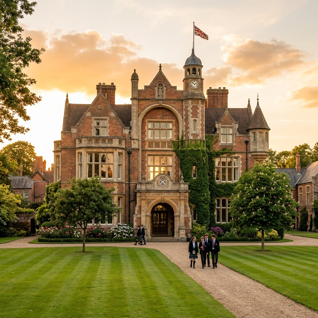 Historic British Boarding School Courtyard